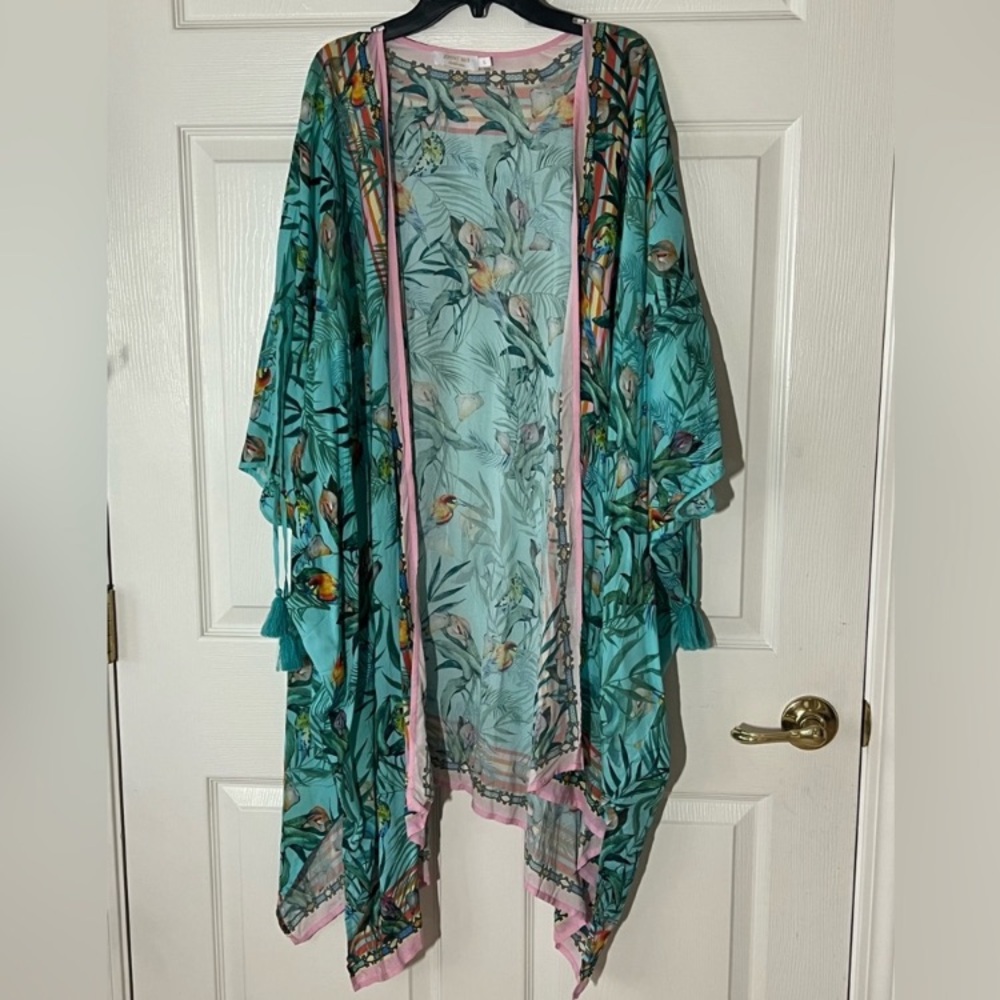Johnny Was Taina Shirt Tropical Kimonos, Sz XL